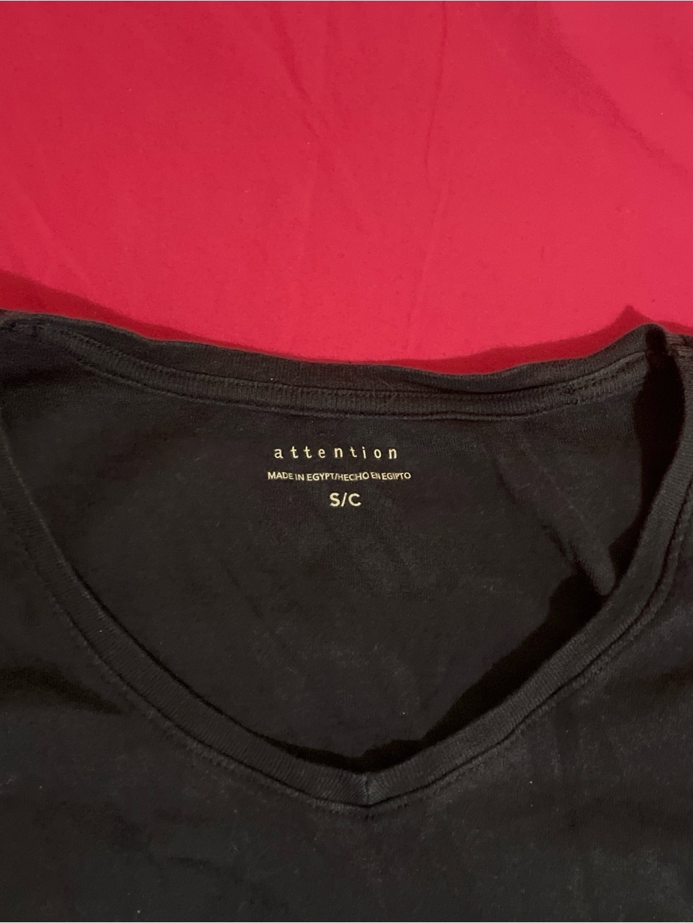 Attention Black V-Neck Tee with White Logo